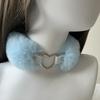 Fluffy Choker Collar Detachable Fuzzy Necklace Alloy Heart Faux Fur Choker Necklace for Women Men Daily Wear Date Parties