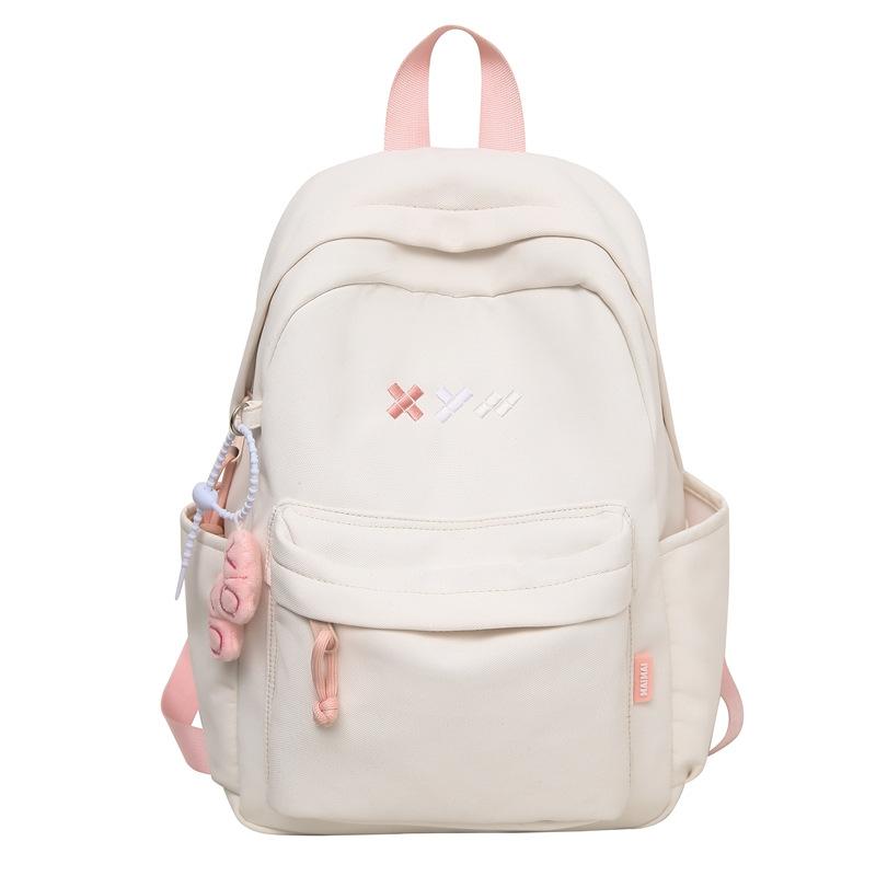 Student Schoolbag Women's Nylon Backpack Lightweight Solid Color Backpack Travel Bag