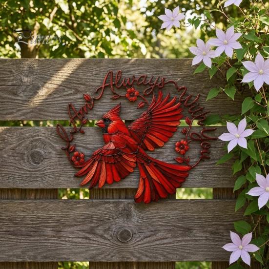 Red Bird Wall Art Metal Decoration, Hollow Sculpture, Indoor Shape Hanging Ornament for Living Room Home Office Sculpture