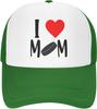 I Love Hockey Mom Graphic Print Mesh Trucker Hat Adjustable Baseball Cap Casual Unisex