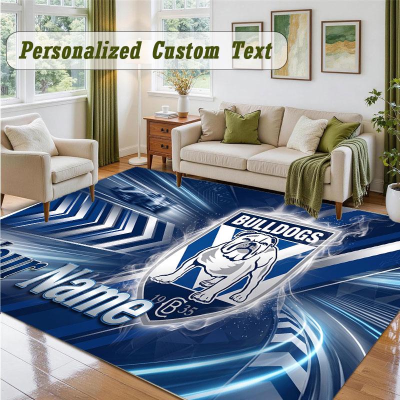 Crystal Velvet Square Rug Custom NameCanterbury-Bankstown Bulldogs Pattern Non Slip Home Floor Decor Rug