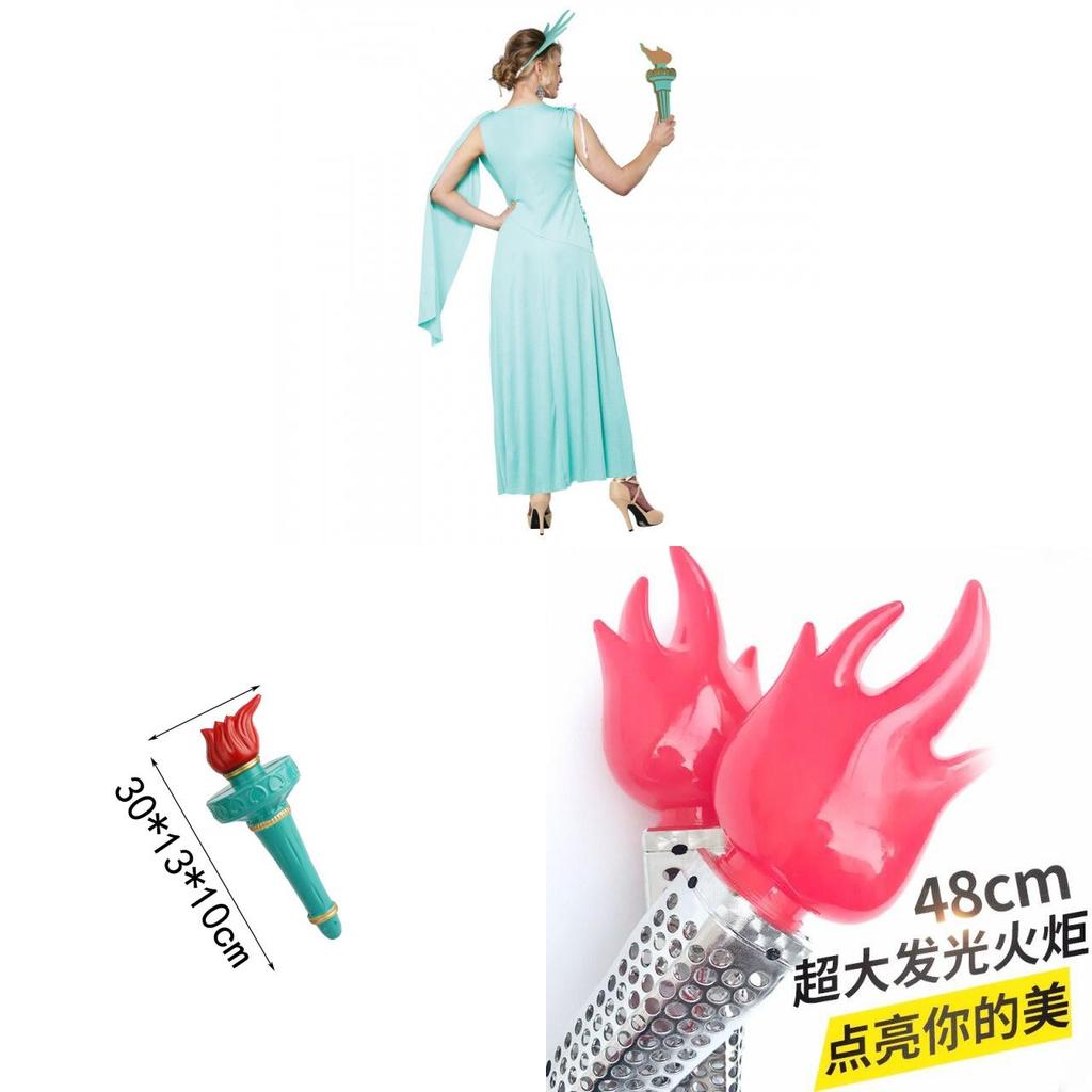 Cosplay Women Knitted Statue Of Liberty Outfit For Halloween Stage Performance