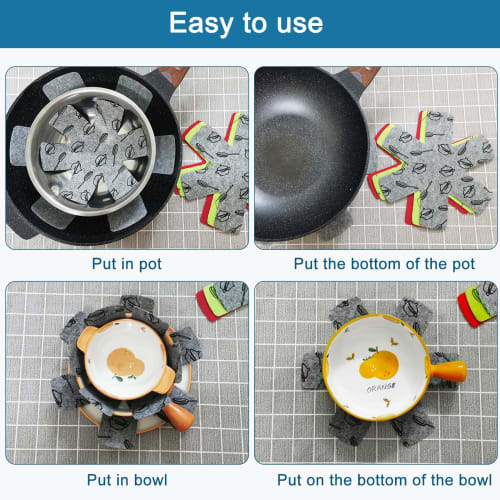 uxcell Pot and Pan Protectors, Set of 3, Gray, for Glass Ceramic Plate Cookware, 3 Different Sizes, Felt Pot Separators, Pan Protectors, Pan/Pot Divid