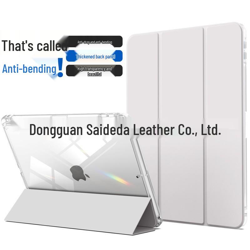 iPad 10.2" Leather Case with Pen Slot & Transparent Acrylic Back