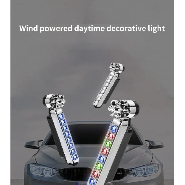 2 pezzi Auto ad Energia Eolica Luce Diurna a LED Illuminazione Ausiliaria Lampada a Ventola Rotante Fari Diurni per Automobili Decorativi