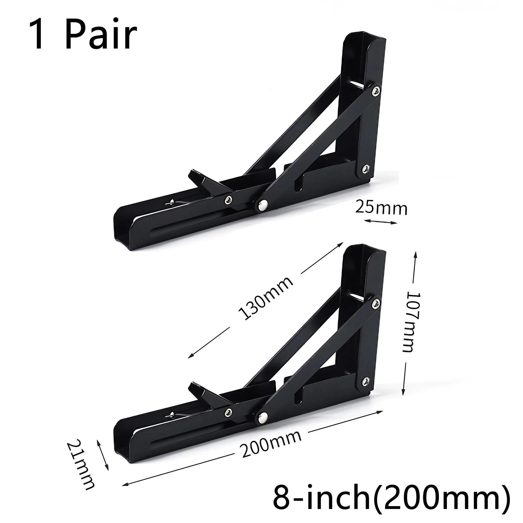 

Прочные складные кронштейны для полок из нержавеющей стали, 1 пара, настенные, экономящие место, решения для хранения своими руками для гаража, рабочей зоны Color - Black