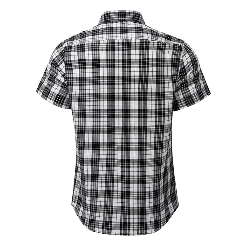 Designové jaro léto pánské ležérní bavlna len pruhovaný potisk Košile s krátkým rukávem Volné košile