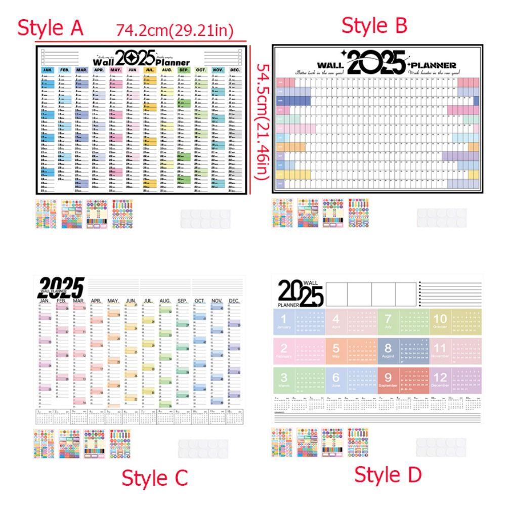 Foldable 2025 Calendar Planner Sheet Plastic Schedule Organizer  For School Office