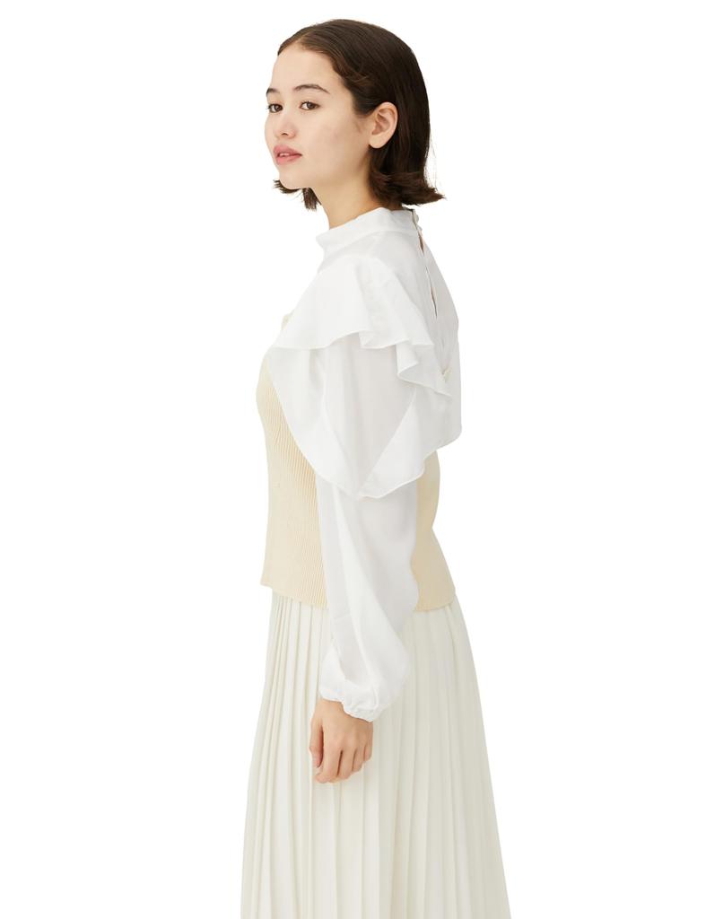 Washable Knit Bustier Docking [BIS] Blouse, Women's, Off-White (17)