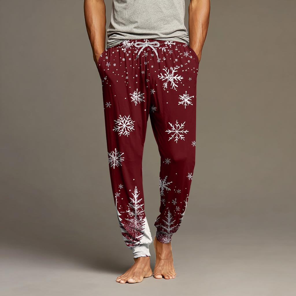 Herre Snøring Lomme Mansjett Fritidsbukser Hjem Sovebukser