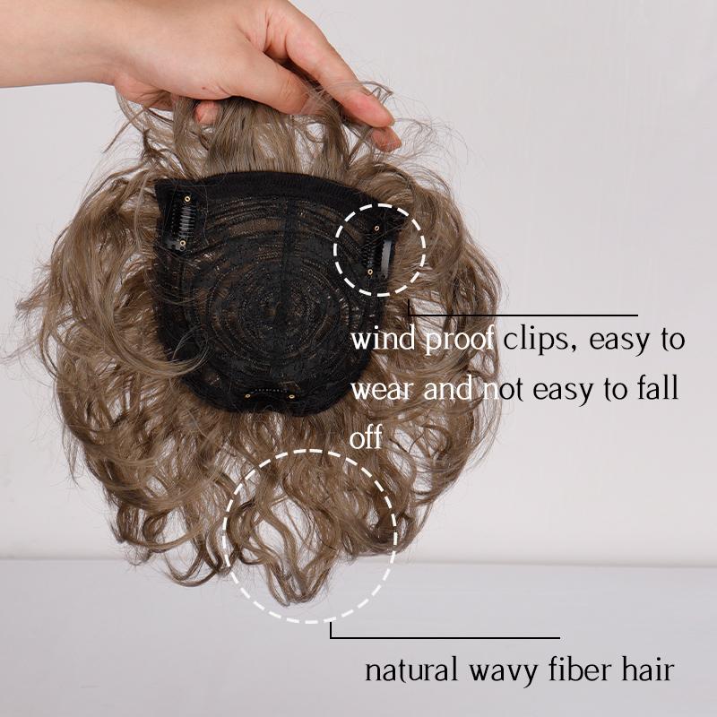 XINRAN Dámská móda Krátké kudrnaté šedivé prodlužování vlasů ze syntetických vláken 3D Air ofina pro ženy na denní nošení