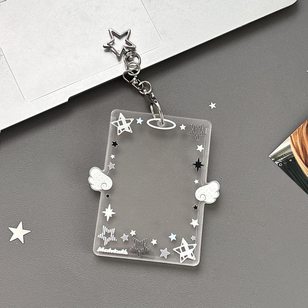 Color Angel Wings Small Card Holder Acrylic Hard Card Holder Angel Small Card ID Card Film Card Holder