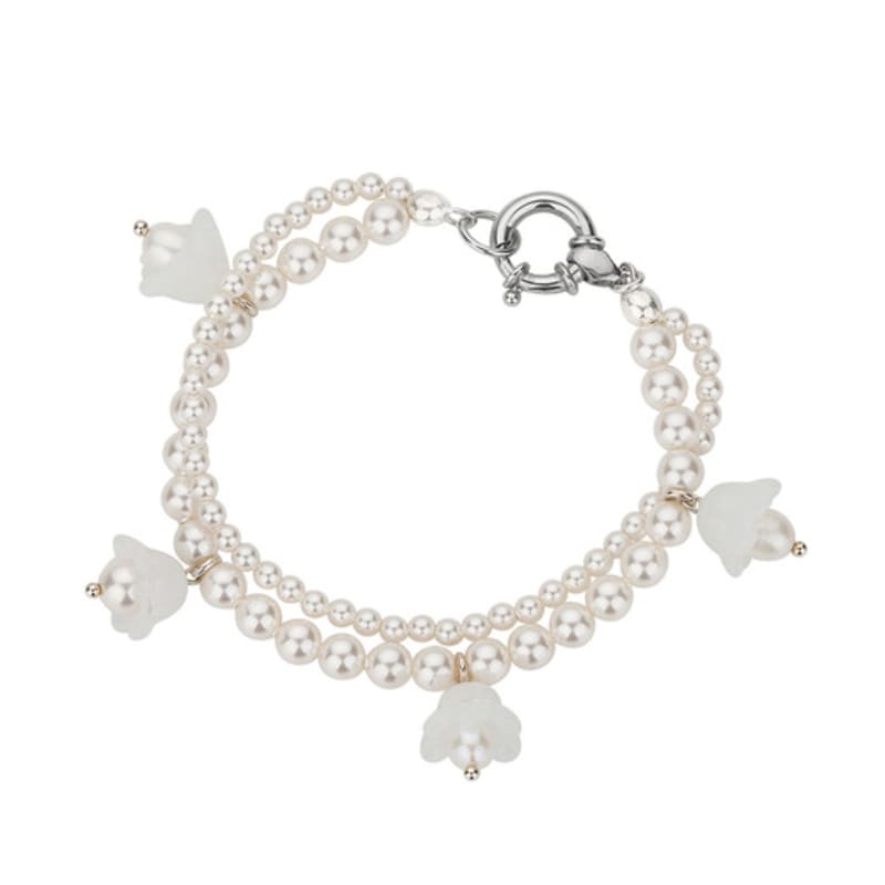 Reve silverfärgat pärlarmband med klockblomma