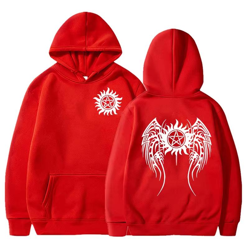 Autumn and Winter New Fashionable Hoodie Fun Supernatural Crow Wings Printed Harajuku Men's and Women's Long Sleeve Warm Hoodie