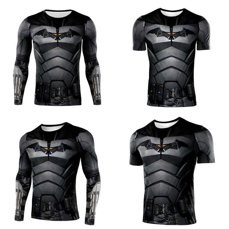 Durable Black Polyester Batman Cosplay Tee For Sports And Fitness