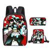 Classic Funny Fire Force season 3 3D Print 3pcs/Set pupil School Bags Laptop Daypack Backpack Inclined shoulder bag Pencil Case