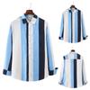 Men's Striped Muslim Long Robe Jumpsuit Tang Suit with Stand-up Collar