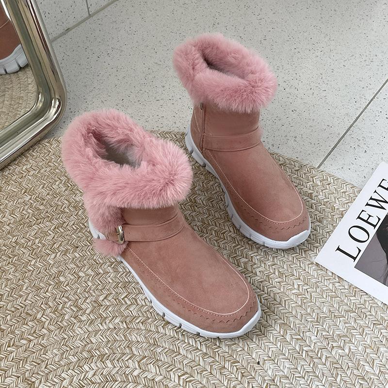 Winter women's snow boots fleece thickened short boots warm side zipper cotton shoes