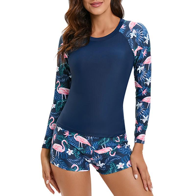 2023 Color Block Zipper Crew Neck Long Sleeve High Waist One-Piece Wetsuit