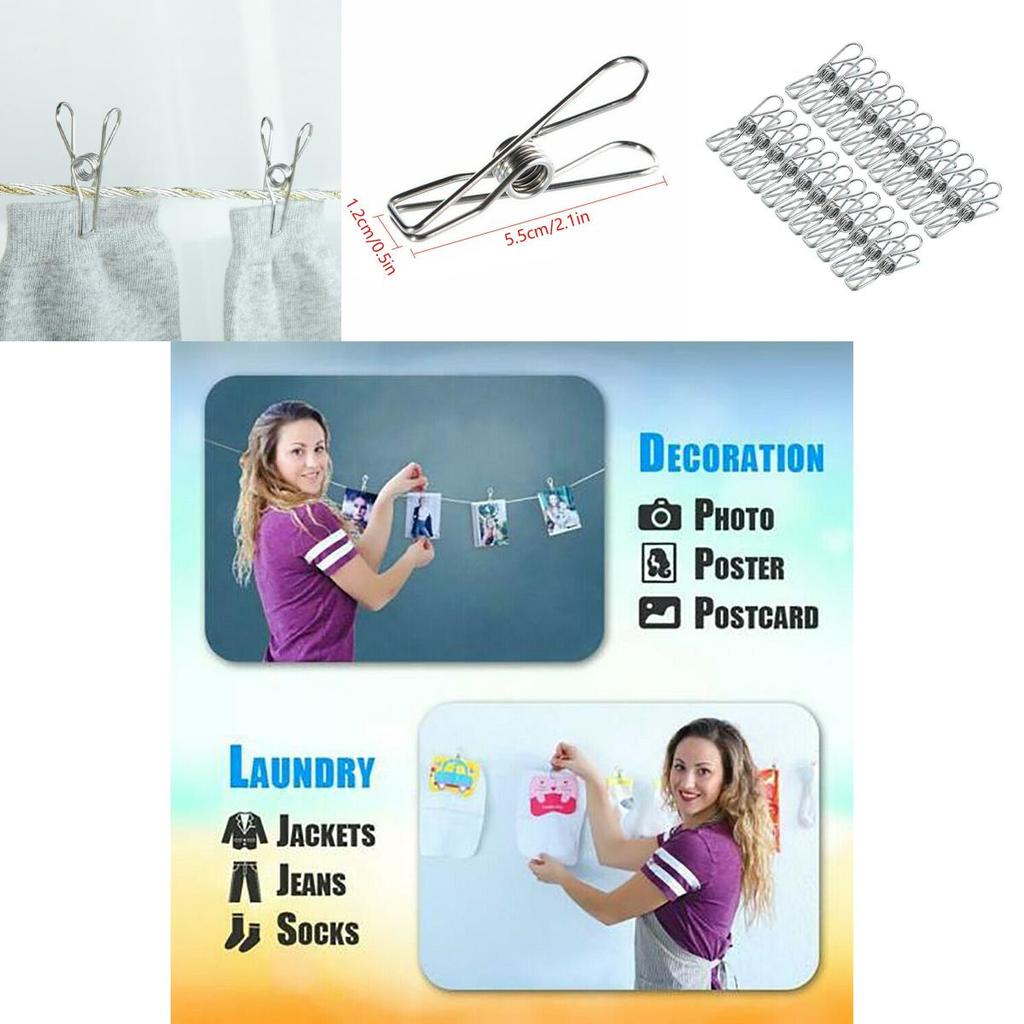 User-friendly 20x Stainless Steel Clothes Pegs With Excellent Arc Design For Secure Hanging And Drying