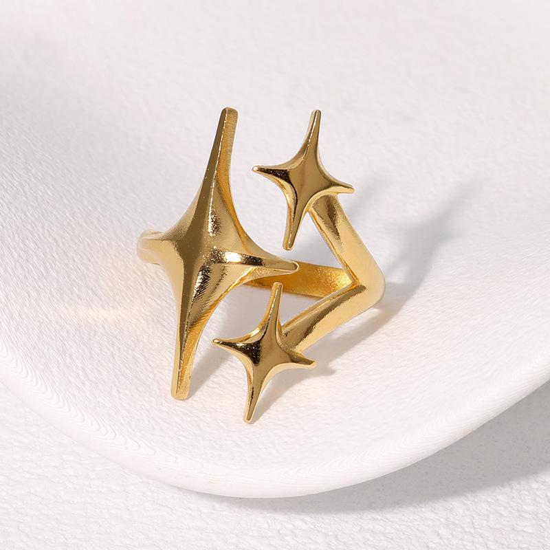 Niche Design Star Stainless Steel Ring Ins Simple Cold Wind Personality Gold-plated Index Finger Ring