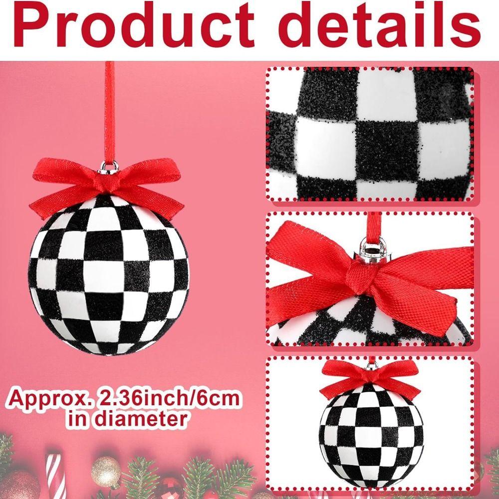 12pcs 6cm Xmas Tree Balls with Bow Christmas  Baubles Decorations Lattice Christmas Ball  New Year
