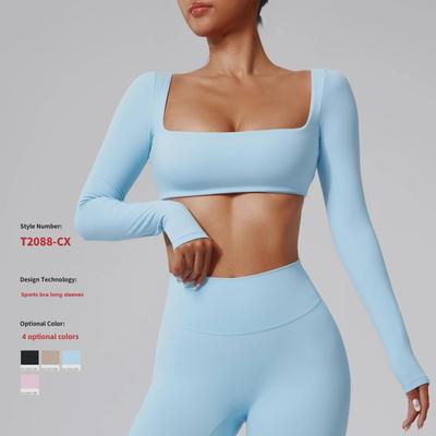 Göğüs Pedli Kadın Uzun Kollu Yoga Üstü - Koşu ve Fitness için Hızlı Kuruyan, Yüksek Bel, Dar Kesim (Sonbahar Kış)