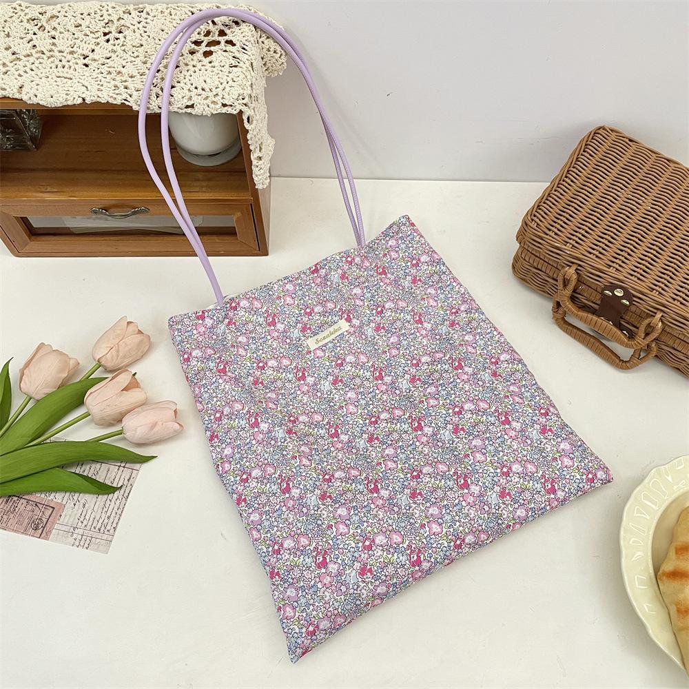 Lazy print sweet plaid shoulder shopping bag leisure commuter canvas bag tote bag