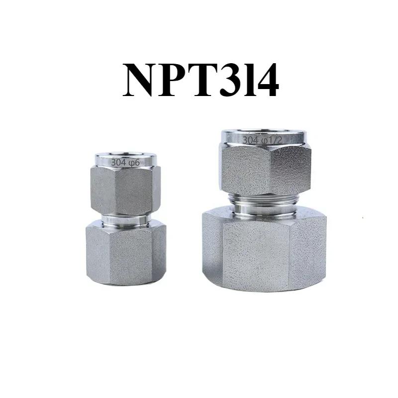 M10-M20 Metrisch 1/8" 1/4" 3/8" 1/2" BSPP NPT Verzinnt x 1/8-1 Zoll 3-16mm Klemmverschraubung 304 Edelstahl Rohrverschraubung Verbinder