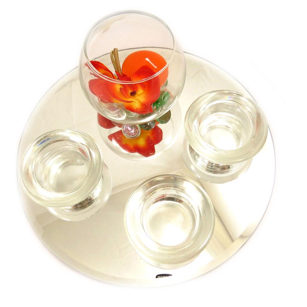 Les Trésors De Lily [L4085] - Floating Candle Tray 'Belle De Soie' Mirror (orange) - 25x9 Cm