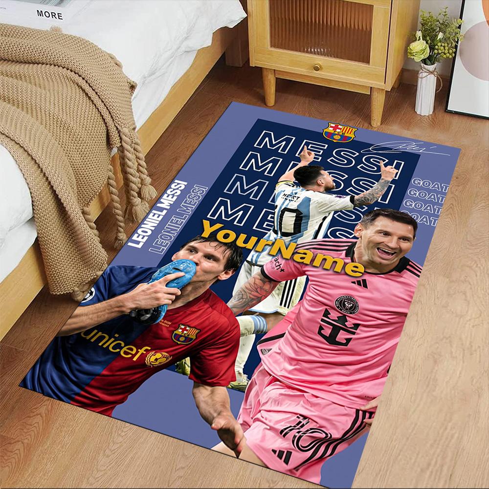 Messi Customize Your Name Area Rug Design for Balcony Bedrooms Living Rooms Decorate room Anti-slip Rug Decorate Offices Wedding Party Gift