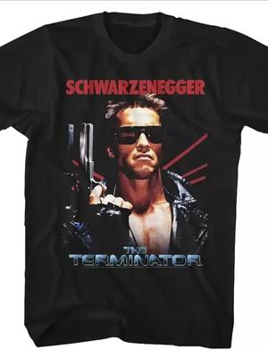 Arnold Schwarzenegger Terminator Retro Design Short Sleeve T-Shirt (L) Black