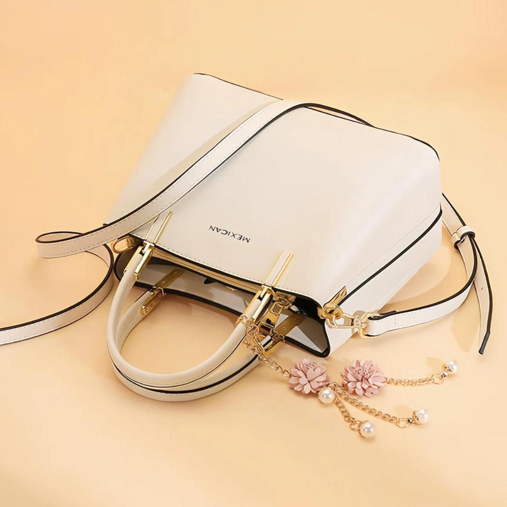 MEXICAN Crossbody Bag, Women's Handbag, Shoulder Bag, Commuter Bag, White