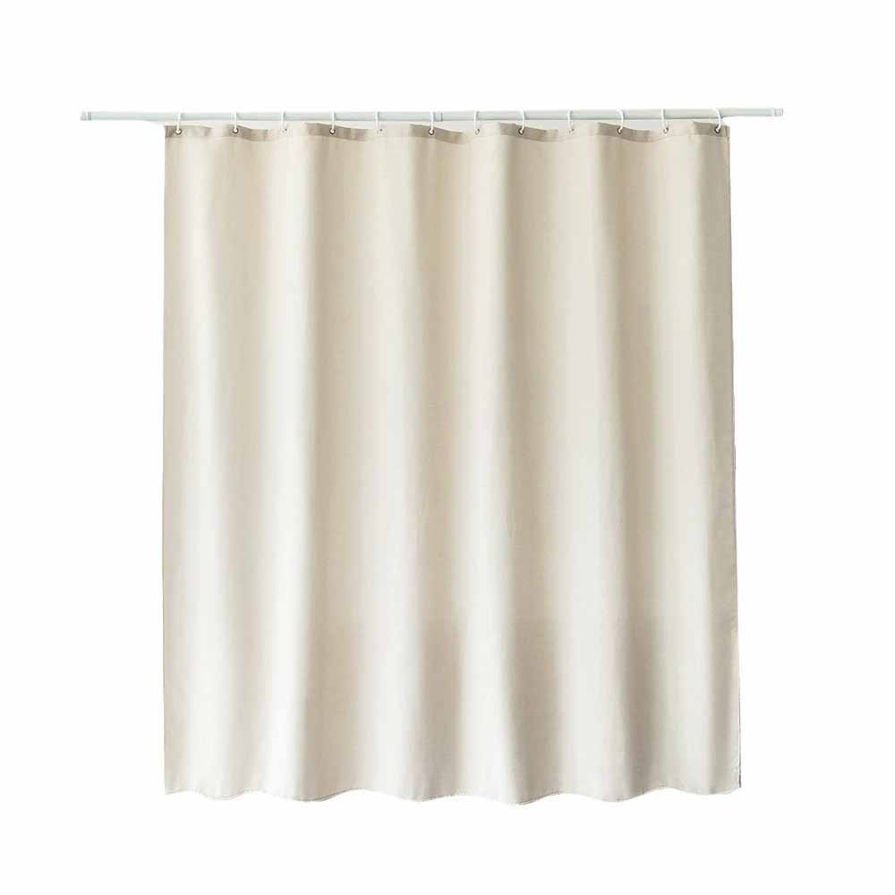 Linen Look Shower Curtain - Thick & Waterproof Bathroom Fabric with Plastic Hooks