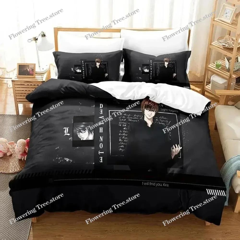 3D New Death Note Bedding Set Single Twin Full Queen King Size Bed Set Adult Kid Bedroom Duvet cover Sets Anime Bed Sheet Set025