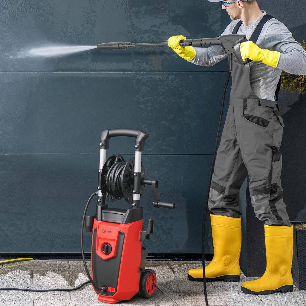 150-Bar Pressure Washer, with Accessories - Red/Black