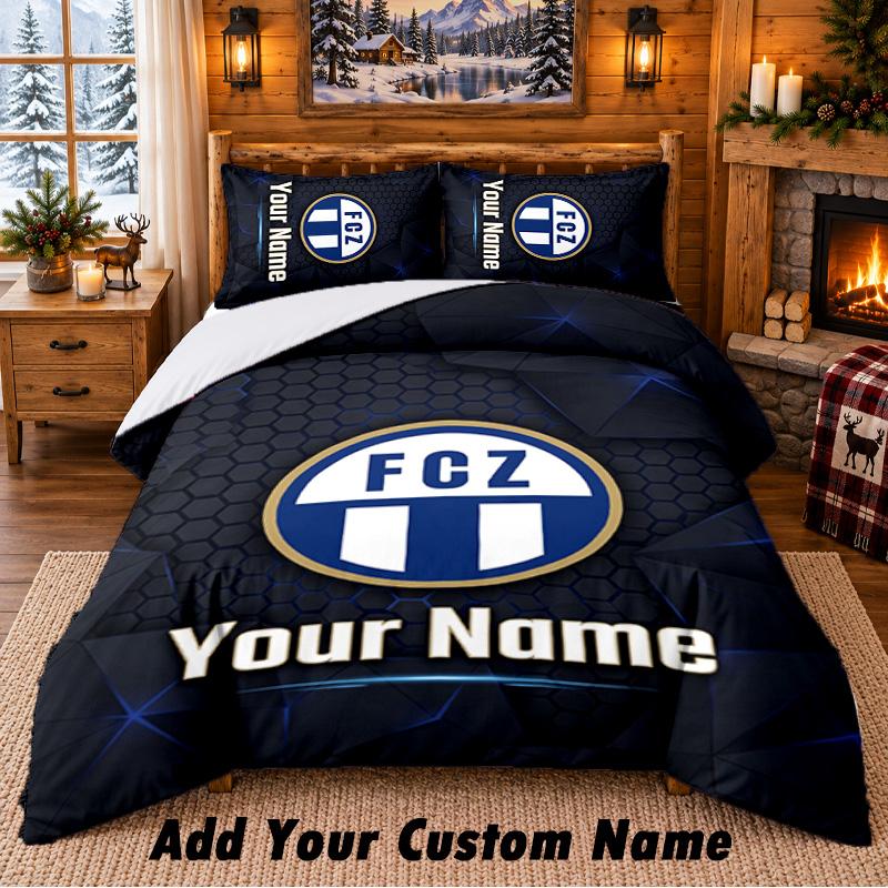 FC Zürich Pattern Bedding 3Pcs Set Custom Name, Bed Sheet And Pillowcases For Home Bedroom