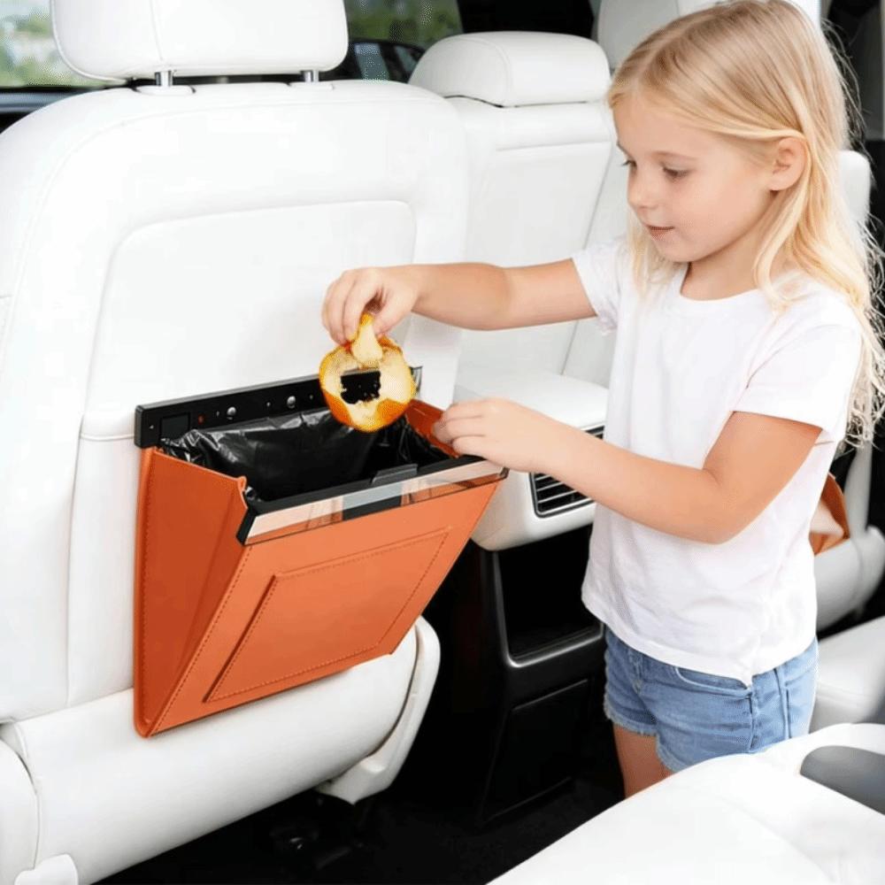 Leather Magnetic Adsorption Storage Bag Storage Pocket Seat Hanging Trash Can  Car Storage