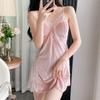 2025 Women's Gold Velvet Backless Camisole Nightdress - Breathable, Slimming, Solid Color, with Chest Pads, Korean Style
