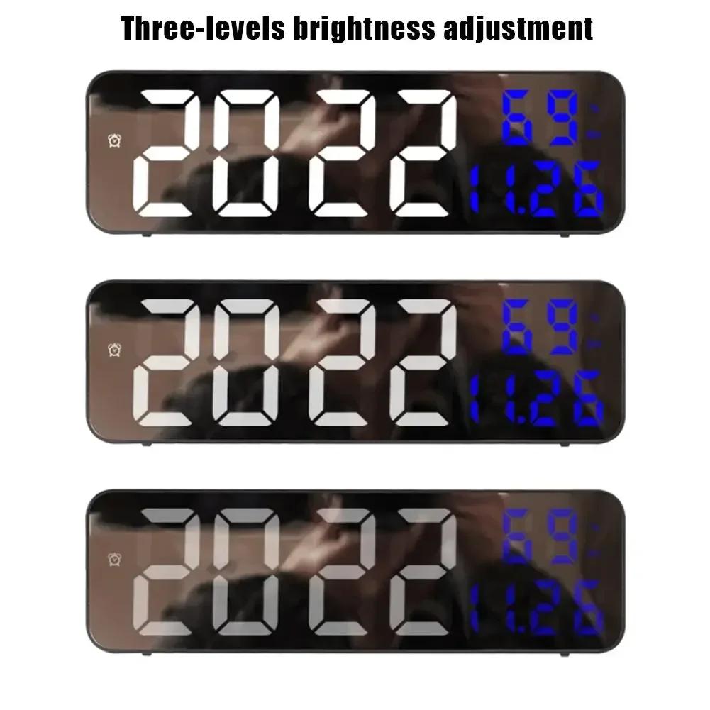 LED Digital Alarm Clock Table Wall Clock Large Screen Adjustable Brightness Display Time Week Calendar for Home Office & Hotel