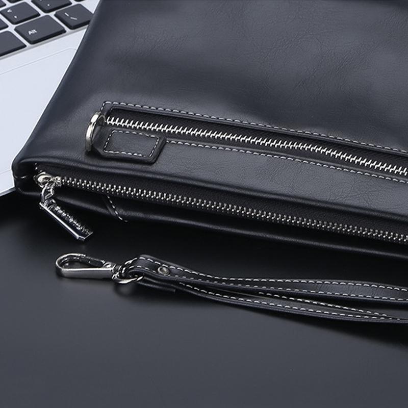 Men'S Soft Leather Wallet Long Purse Men Clutch Bag Large Capacity Zipper Wallets