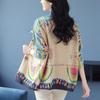 2024 Autumn/Winter V-Neck Mink Velvet Printed Loose Casual Single-breasted Coat