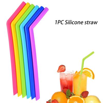 1 Stück Wiederverwendbare Silikon Flexible Biegbare Smoothies Strohhalme
