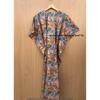 Baumwolle Damen Sommer Hippie Nachtwäsche Dschungel Print Pfirsich Langes Maxi Kaftan Kleid CKFTN-SCRN-FULL-BUYIT-086