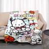 This Cute Pochacco-print Cartoon Blanket Is Made of Warm and Comfortable Flannel and Is Suitable for Bedrooms, Sofas, Beds,