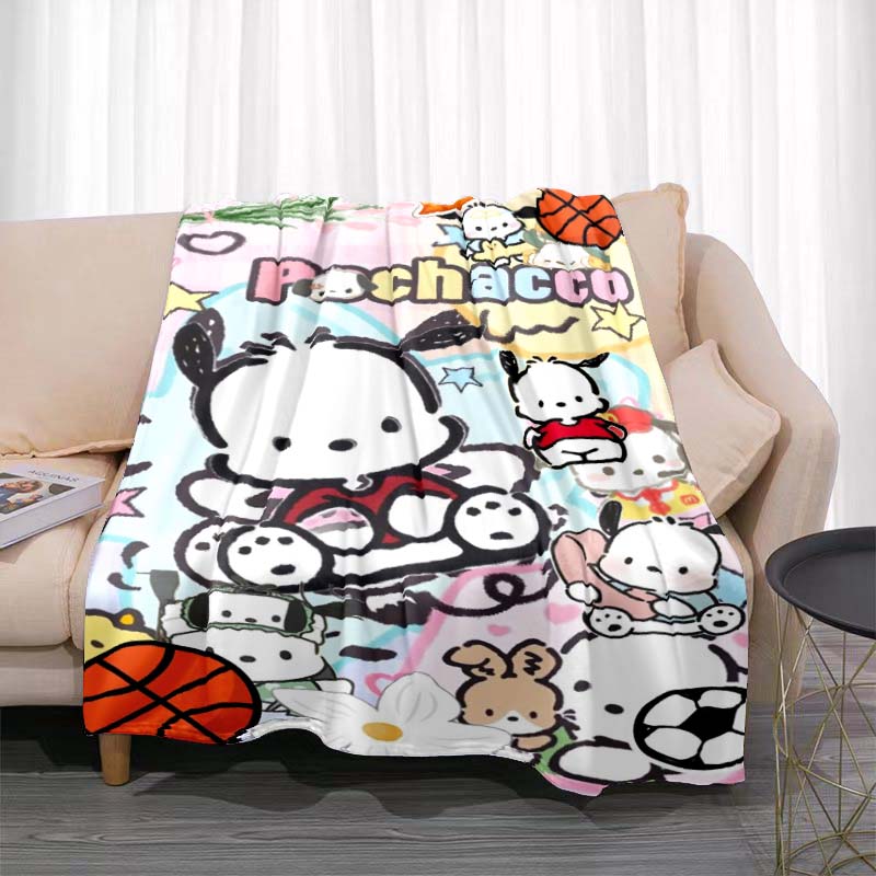This Cute Pochacco-print Cartoon Blanket Is Made of Warm and Comfortable Flannel and Is Suitable for Bedrooms, Sofas, Beds,