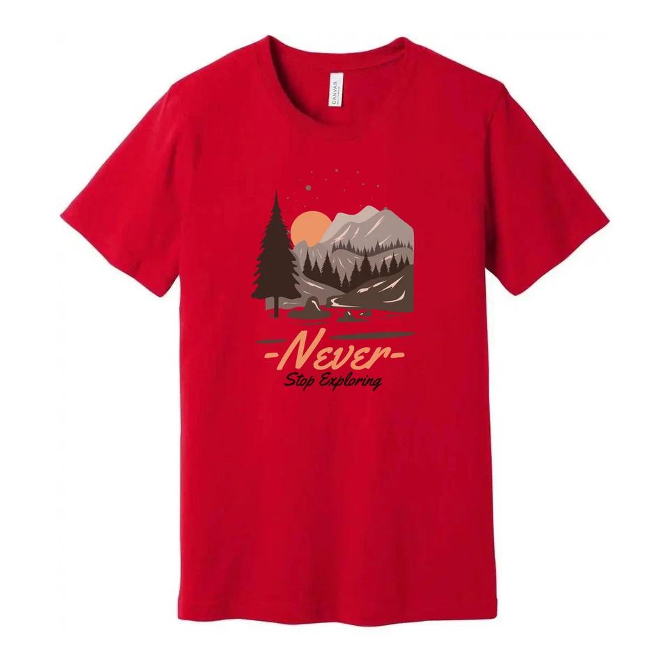 Unisex Outdoor Graphic T Shirt With Mountain Range Forest Scene Sunset Artwork D 3 S