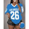 Women'S Athletic Style Soccer Jersey, Number Print, Short Sleeve V-Neck