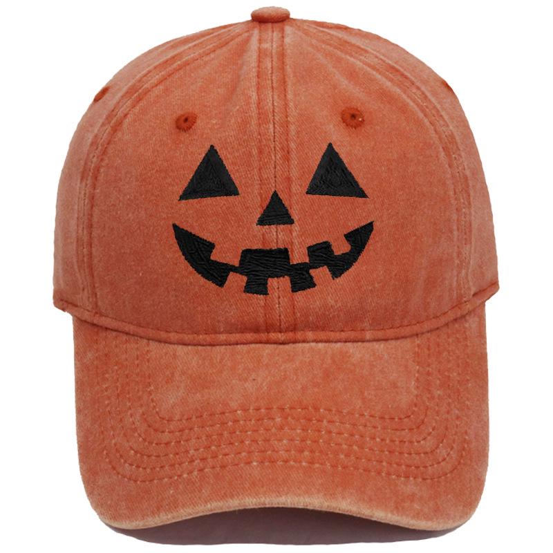 Cross-border Halloween Smiley Pumpkin Embroidered Vintage Baseball Cap - Unisex Casual Style