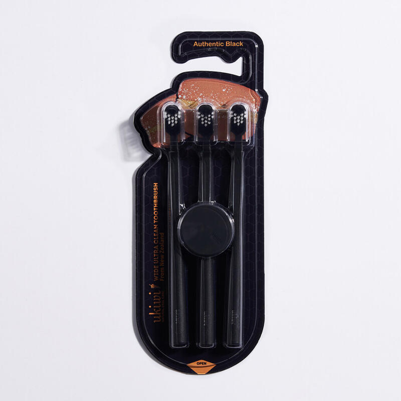 Magnetic Antibacterial Toothbrush 3-piece Set Authentic Black